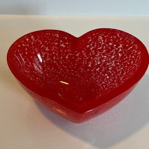 Swedish Red Heart Glass Bowl by artist Mats Jonasson